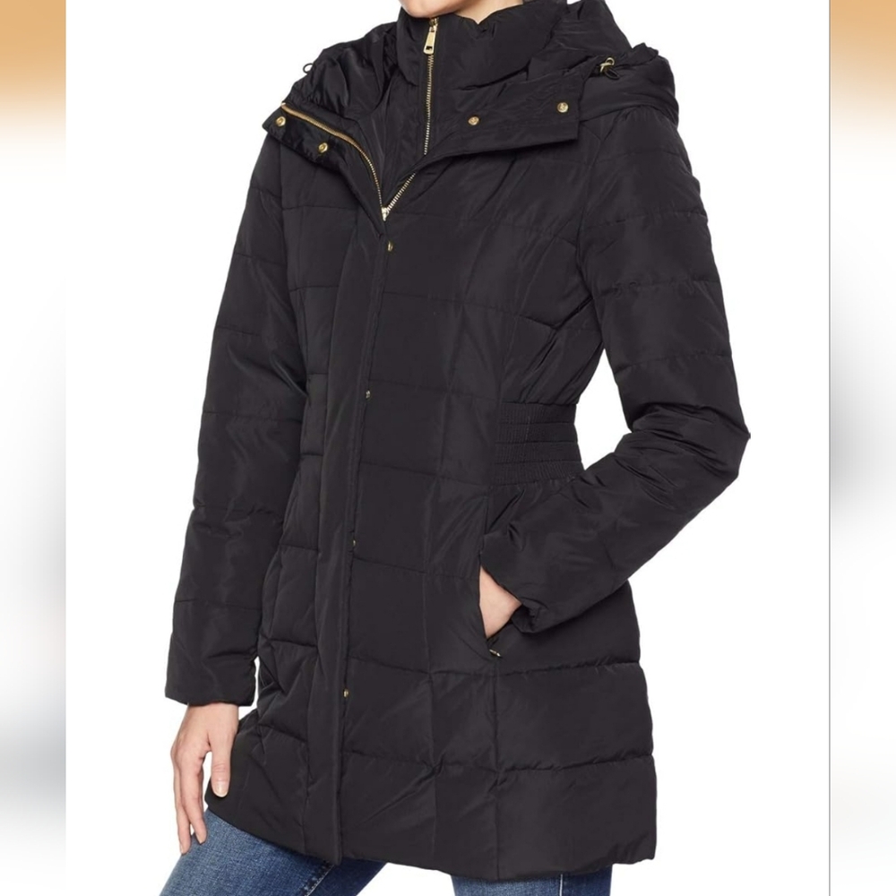 Cole Haan Women’s Signature Black Hooded Tafetta Down Coat Size Medium